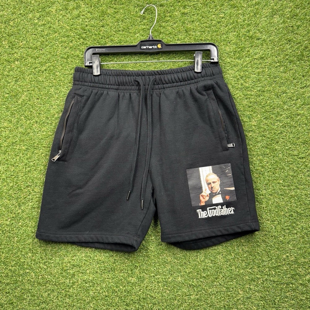 The Godfather Shorts Mens Medium Black Shoe Palace Sweat Fleece Drawstring Thick